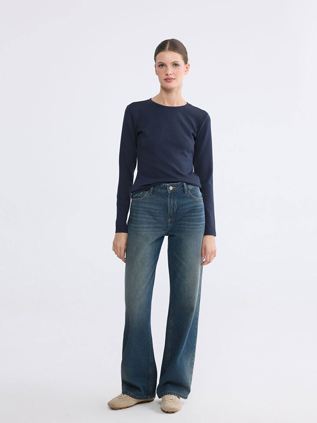 Lacivert Soft Touch Kadın Body-1