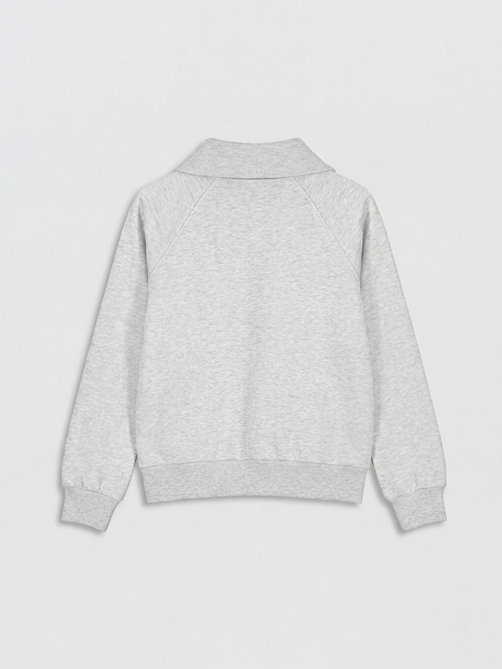 Gri Gömlek Yaka Kalın Kız Çocuk Fermuarlı Sweatshirt-1