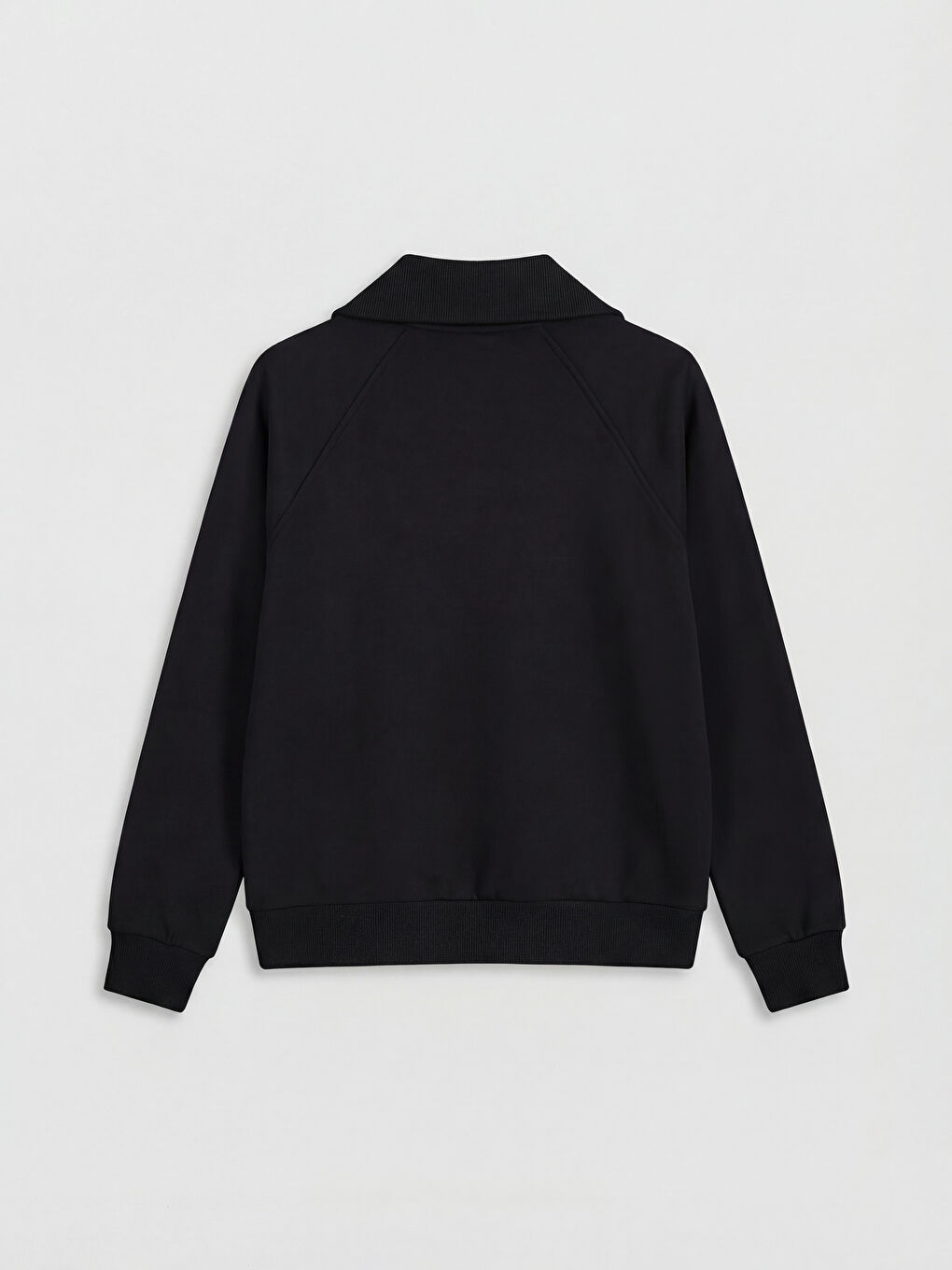 Siyah Gömlek Yaka Kız Çocuk Kalın Fermuarlı Sweatshirt-1