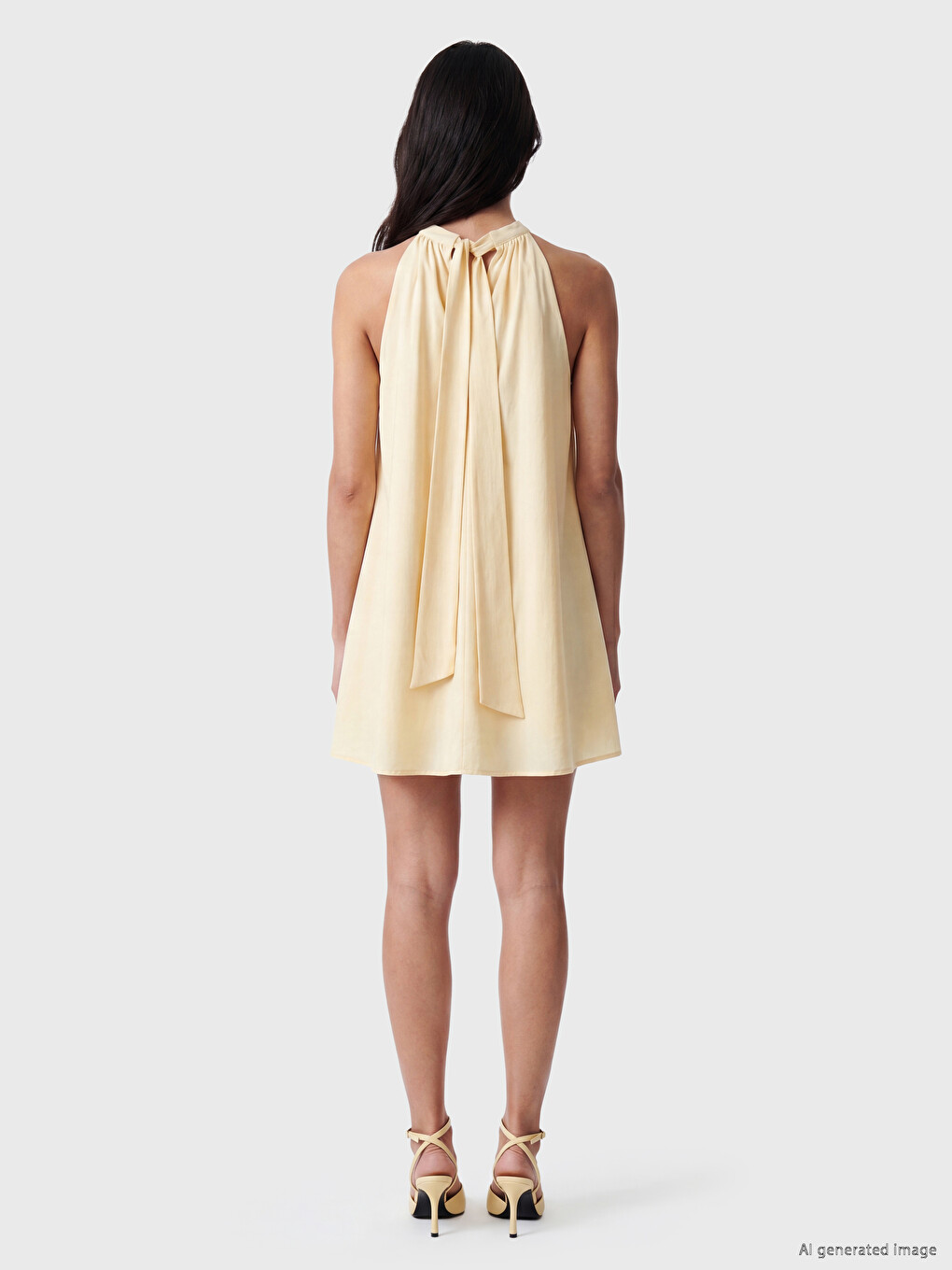Halter Neck Ruched A-line Mini Dress-3