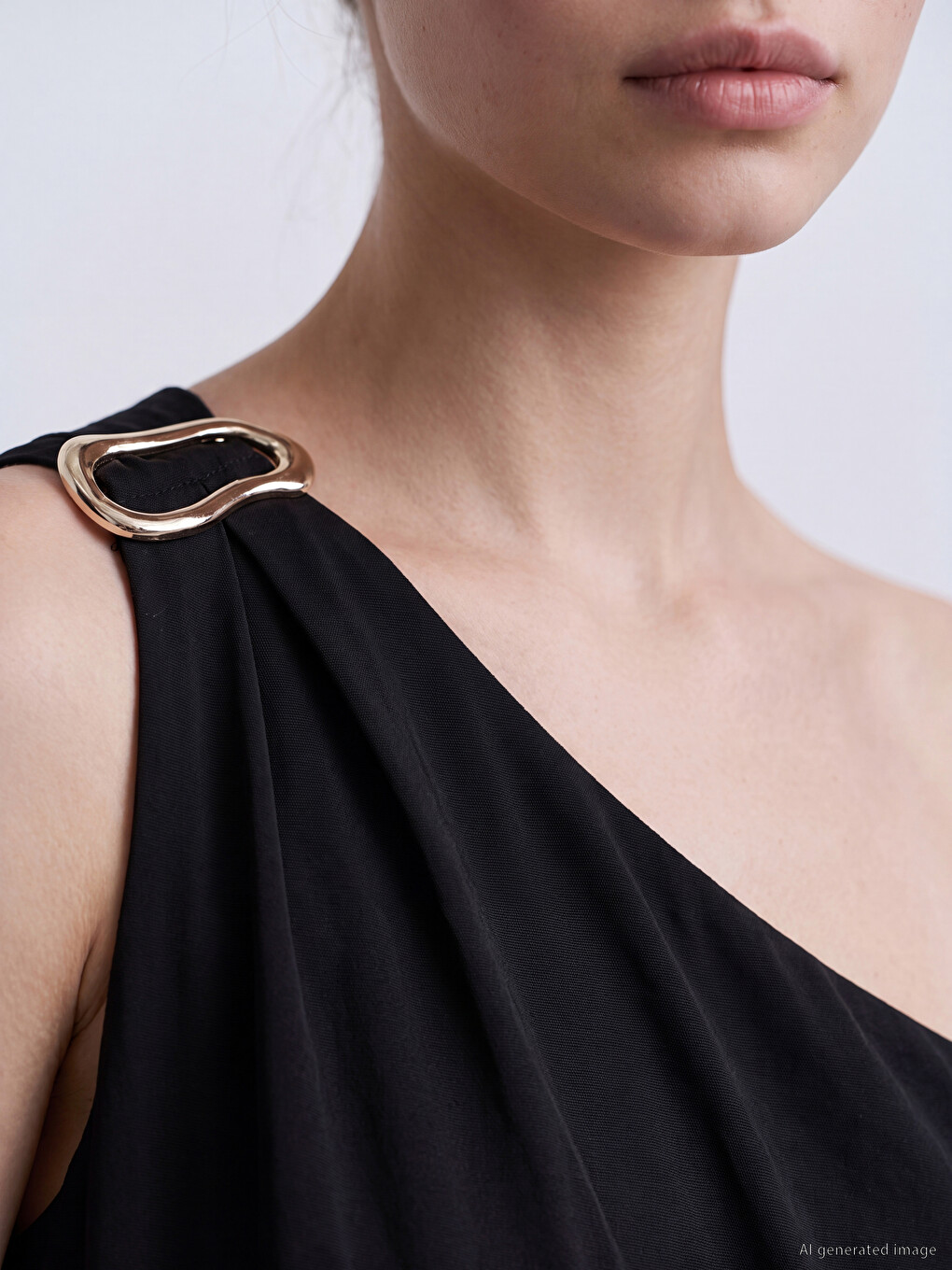 Buckle Detailed One Shoulder A-line Dress-2