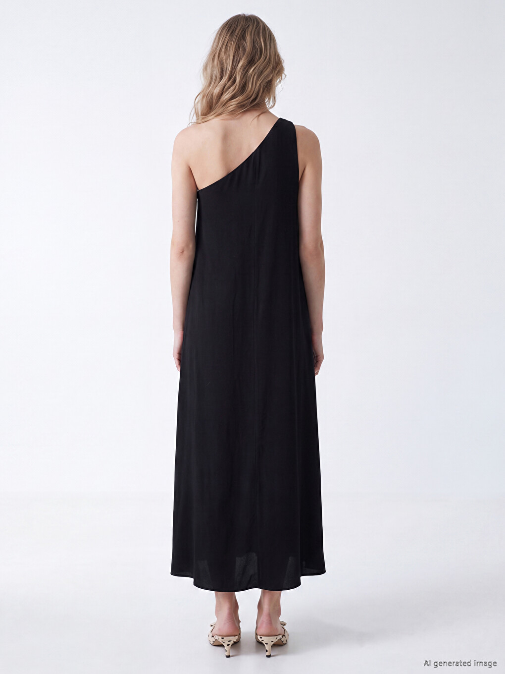Buckle Detailed One Shoulder A-line Dress-3