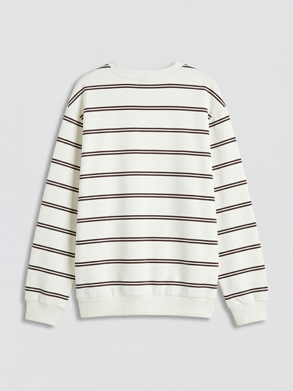 Ekru Bisiklet Yaka Çizgili Erkek Çocuk Sweatshirt-1