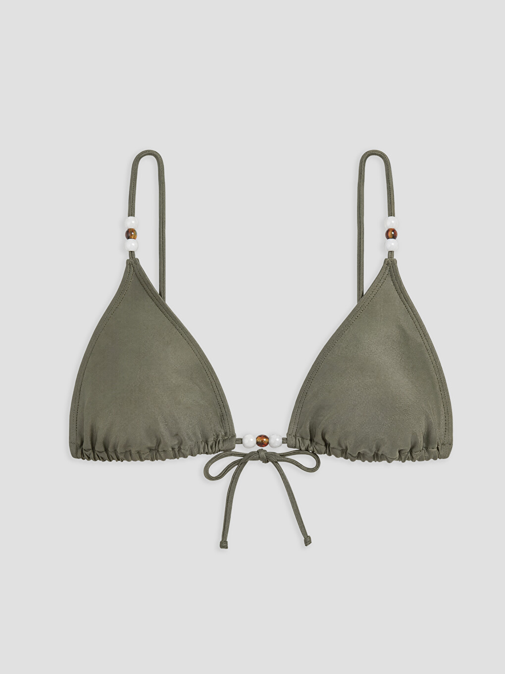 Yeşil Çıkarılabilir Pedli Boncuk Detaylı Kadın Bikini Üst