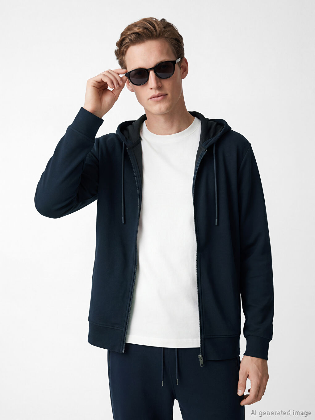Antrasit Kapüşonlu Erkek Fermuarlı Sweatshirt