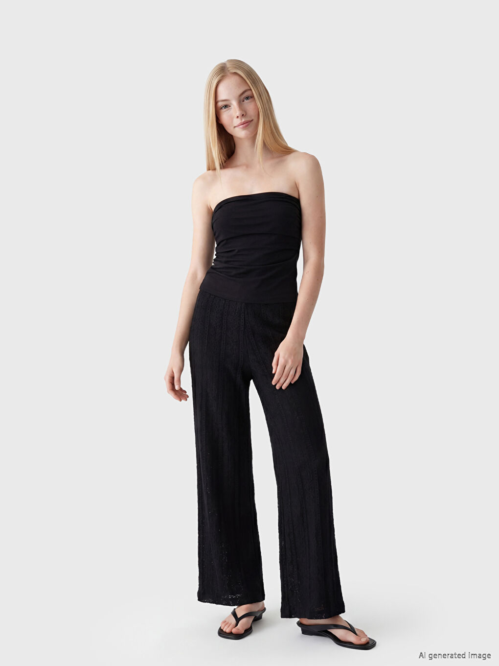 Pantaloni cu Talie Elastică Brodați pentru Femei