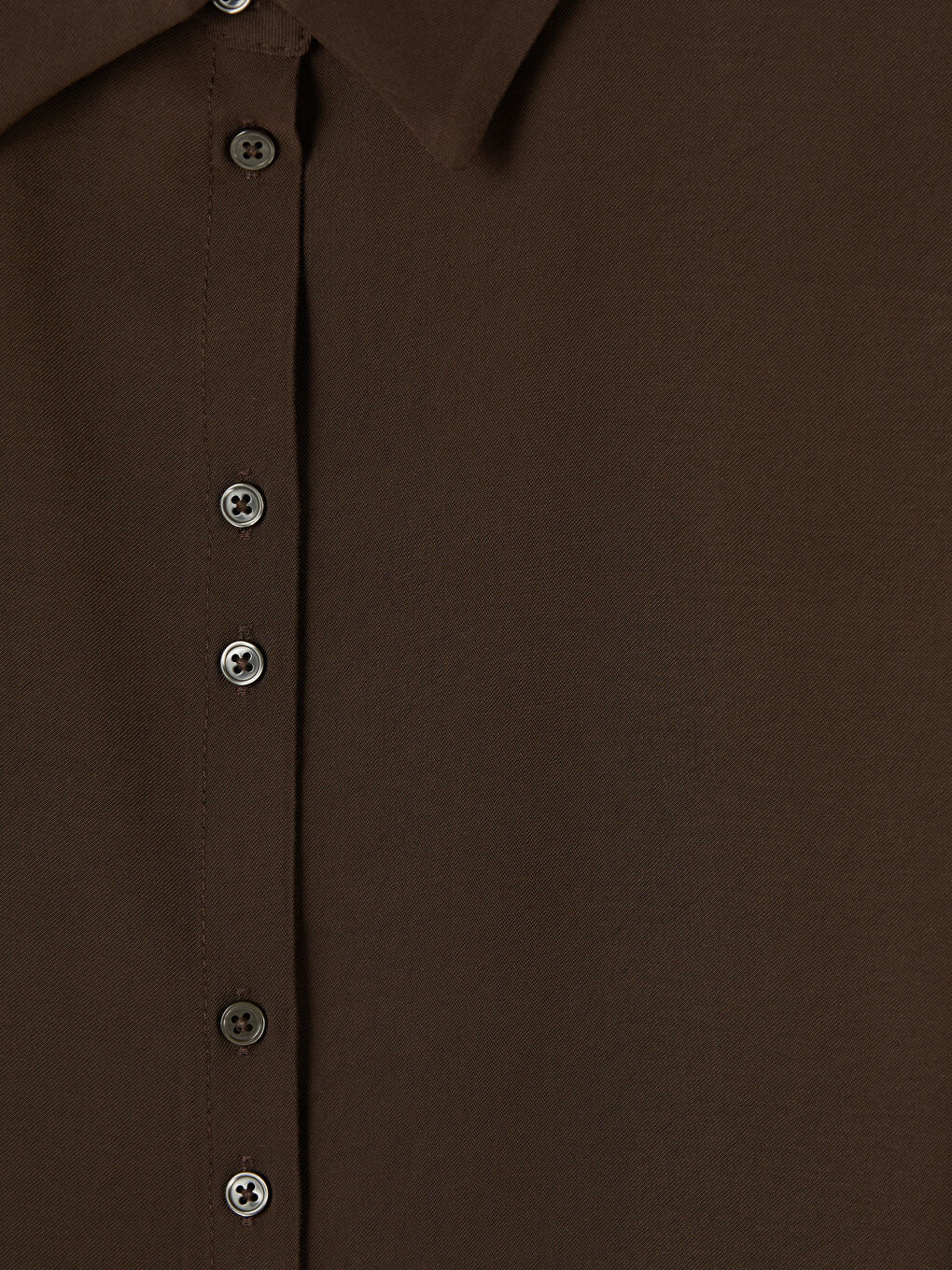 Kahverengi Loose Fit Pileli Kadın Gömlek-2