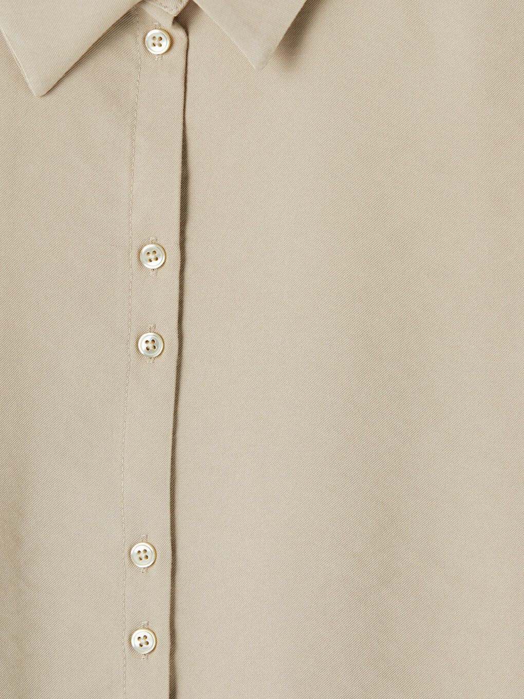 Bej Loose Fit Pileli Kadın Gömlek-2