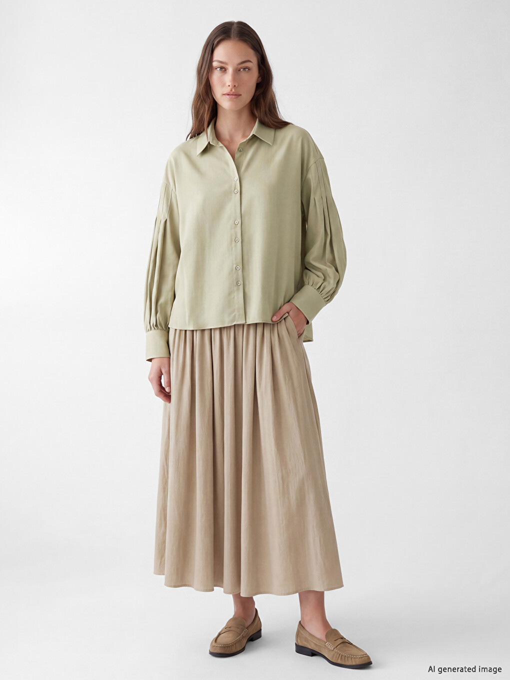 Chemise Plissée À Coupe Ample Pour Femme-1