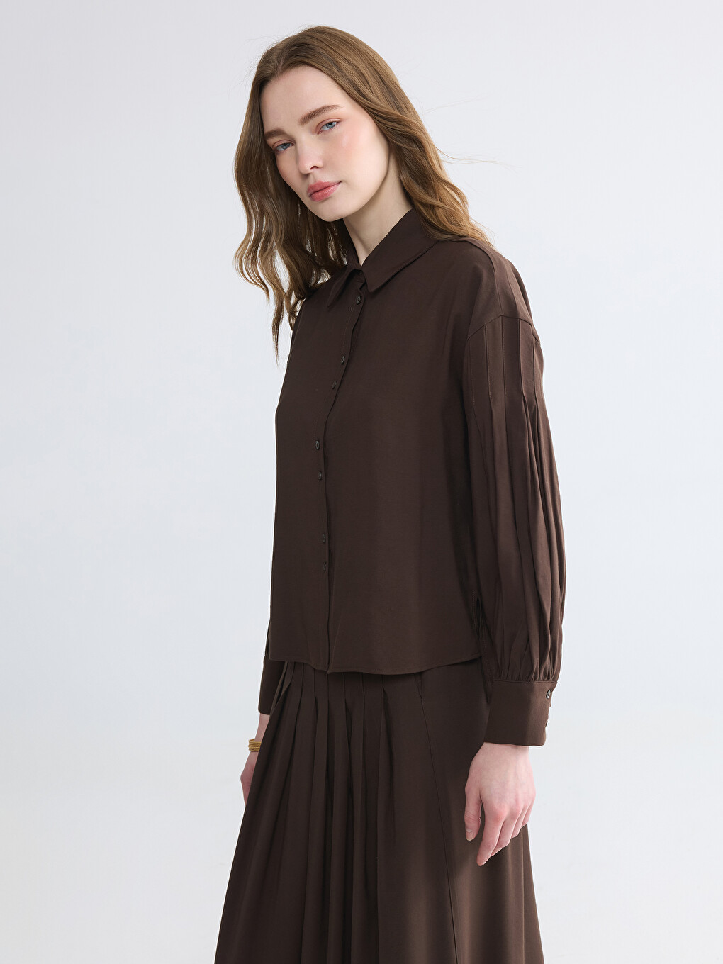Loose Fit Pleated Women's Shirt-1