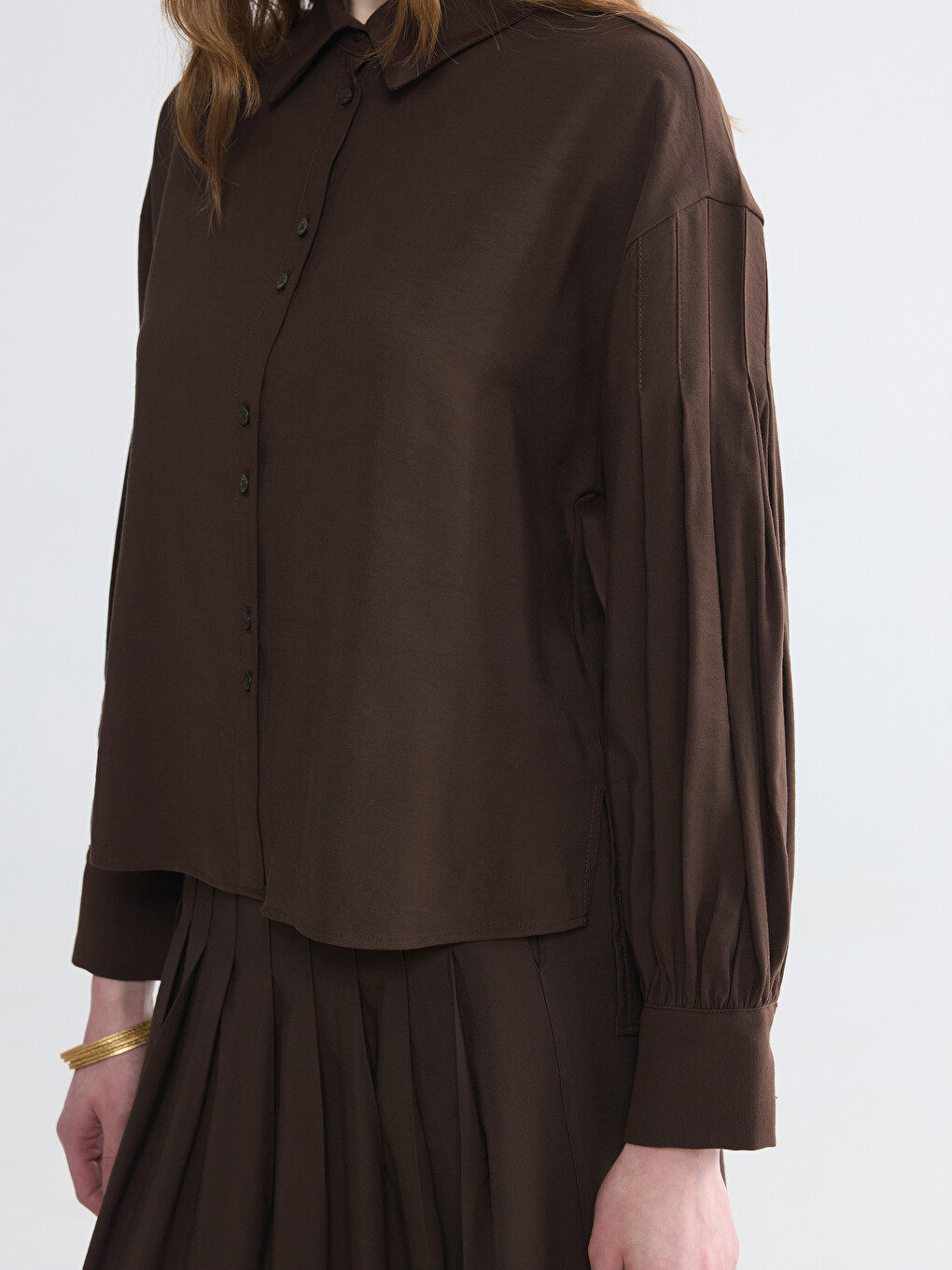 Loose Fit Pleated Women's Shirt-2