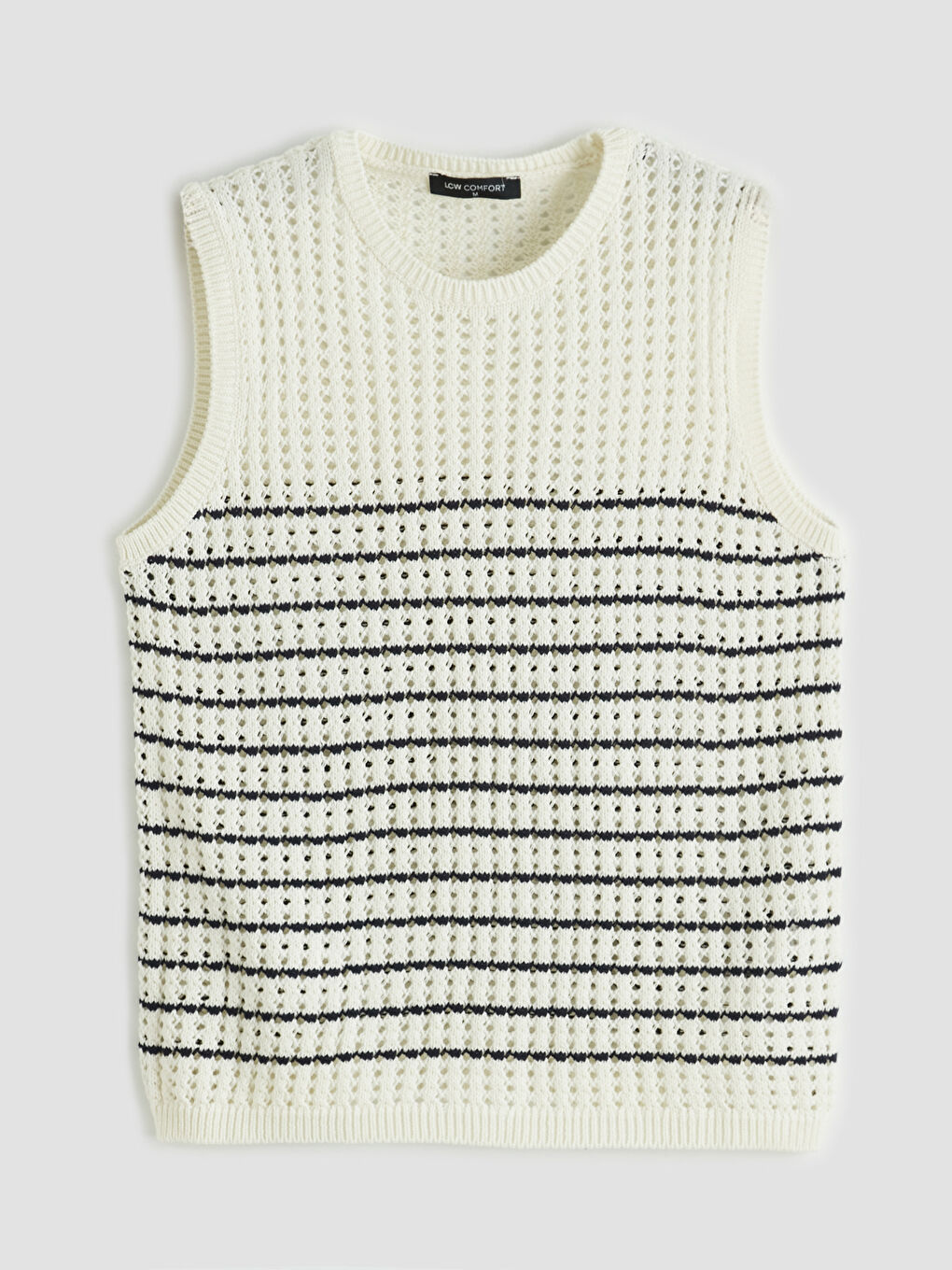 Siyah Bisiklet Yaka Çizgili Kadın Triko Süveter