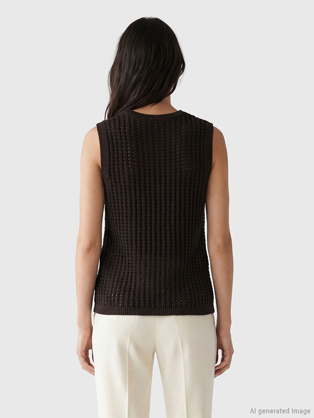 Kahverengi Bisiklet Yaka Ajurlu Kadın Triko Süveter-2