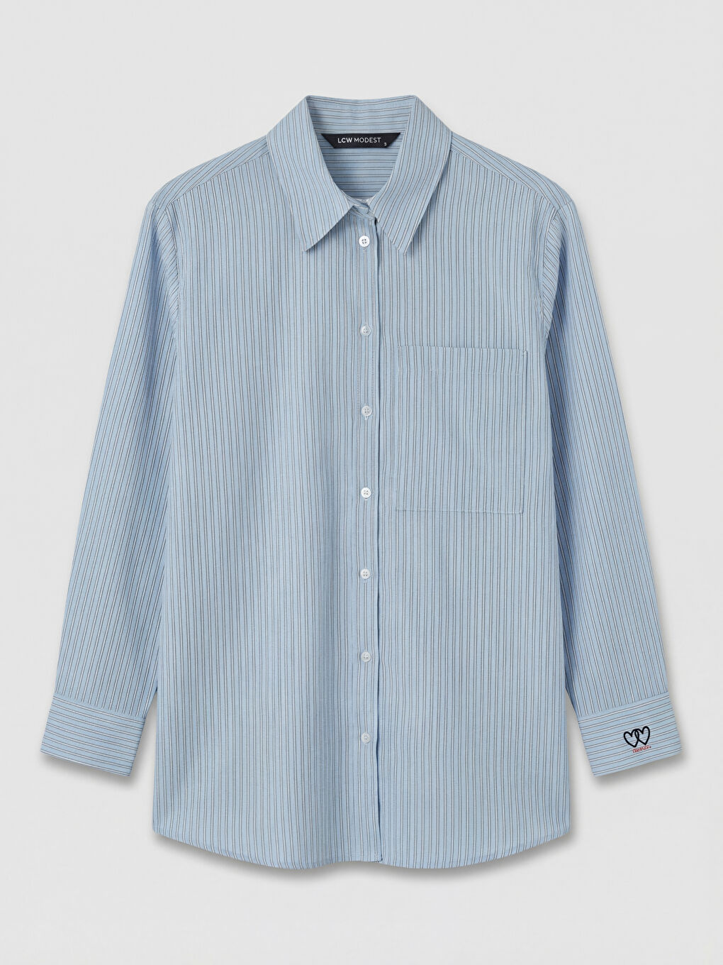 Mavi Çizgili Poplin Kadın Gömlek Tunik