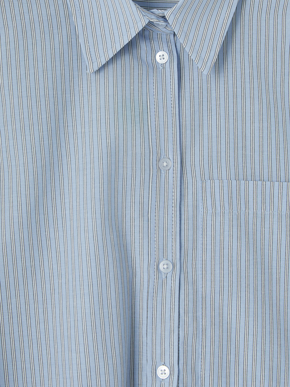 Mavi Çizgili Poplin Kadın Gömlek Tunik-2