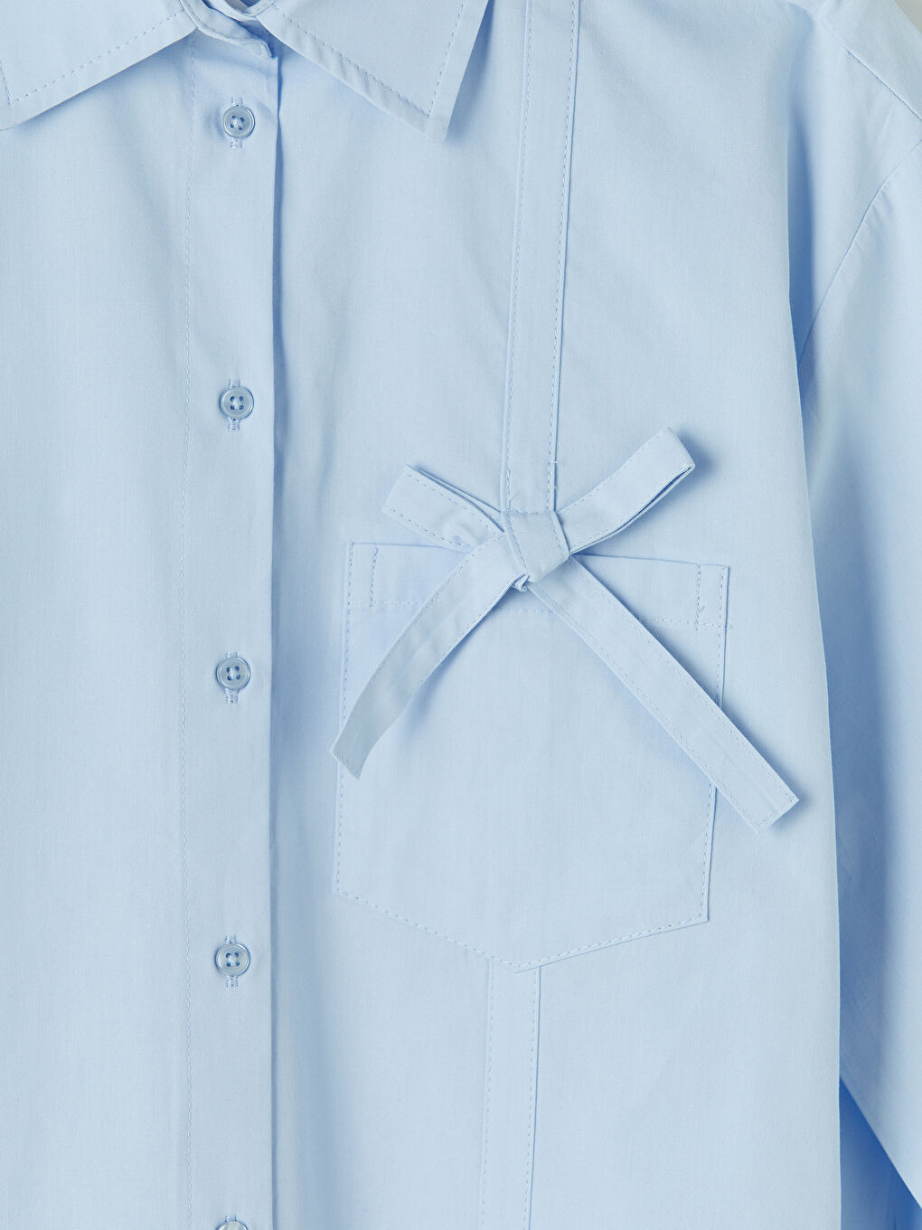 Mavi Poplin Kadın Gömlek Tunik-2