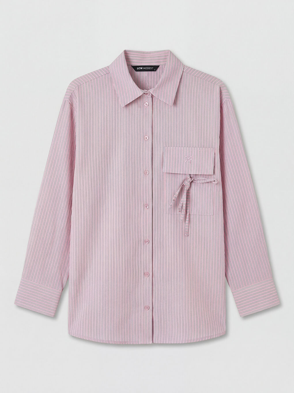 Pembe Çizgili Kadın Gömlek Tunik