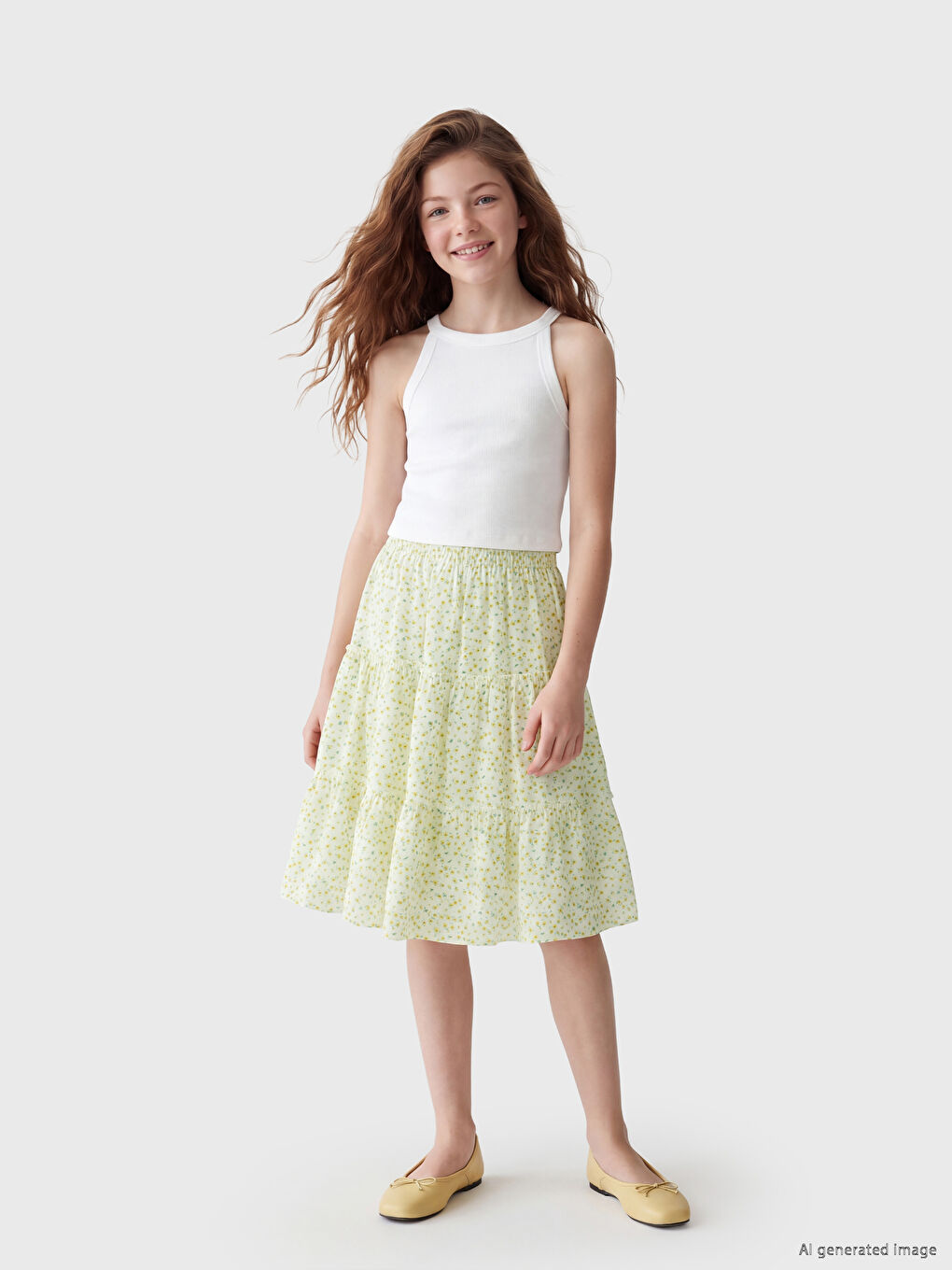 Elastic Waist Girls' Layered Skirt