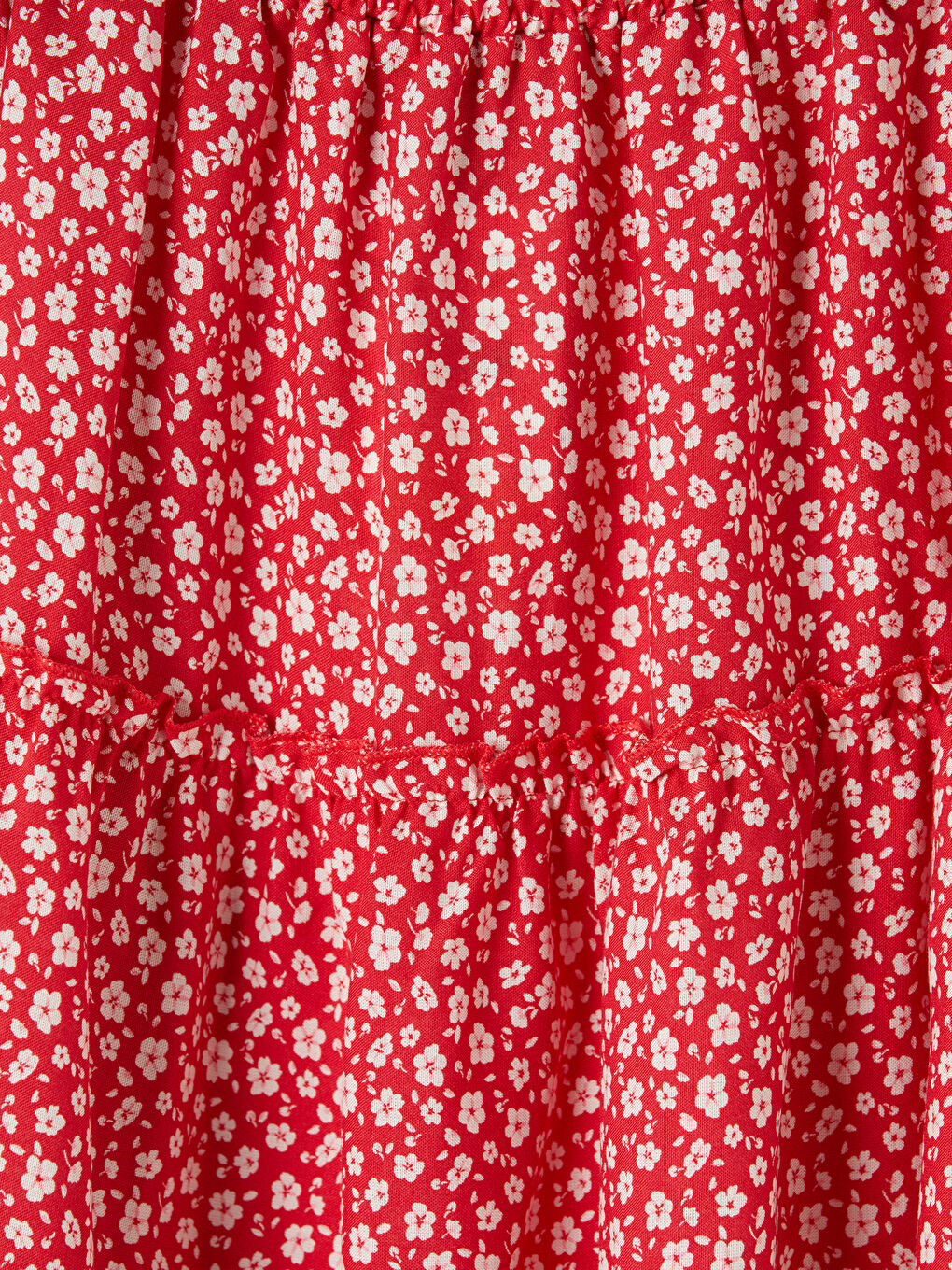 Kırmızı Beli Lastikli Kız Çocuk Katlı Etek-2