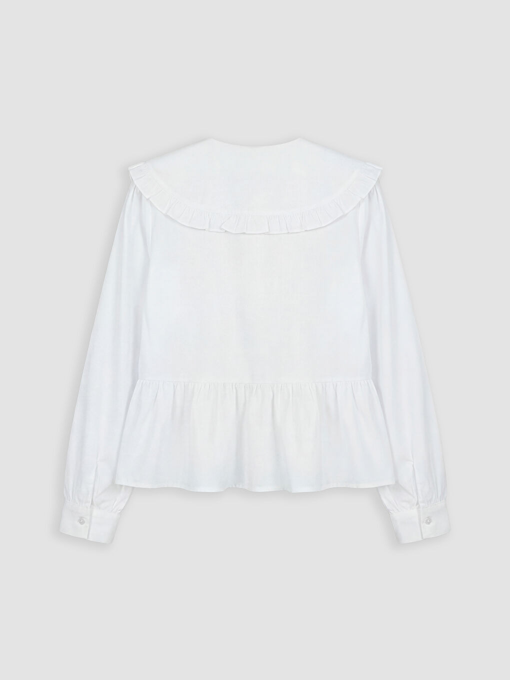 Ekru Bebe Yaka Bağlama Detaylı Bluz-1