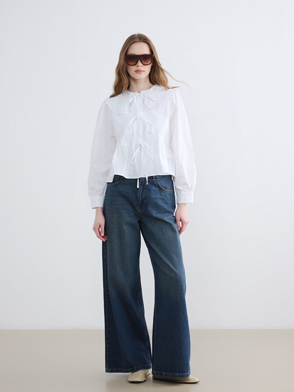 Peter Pan Collar Tie Detail Blouse-1