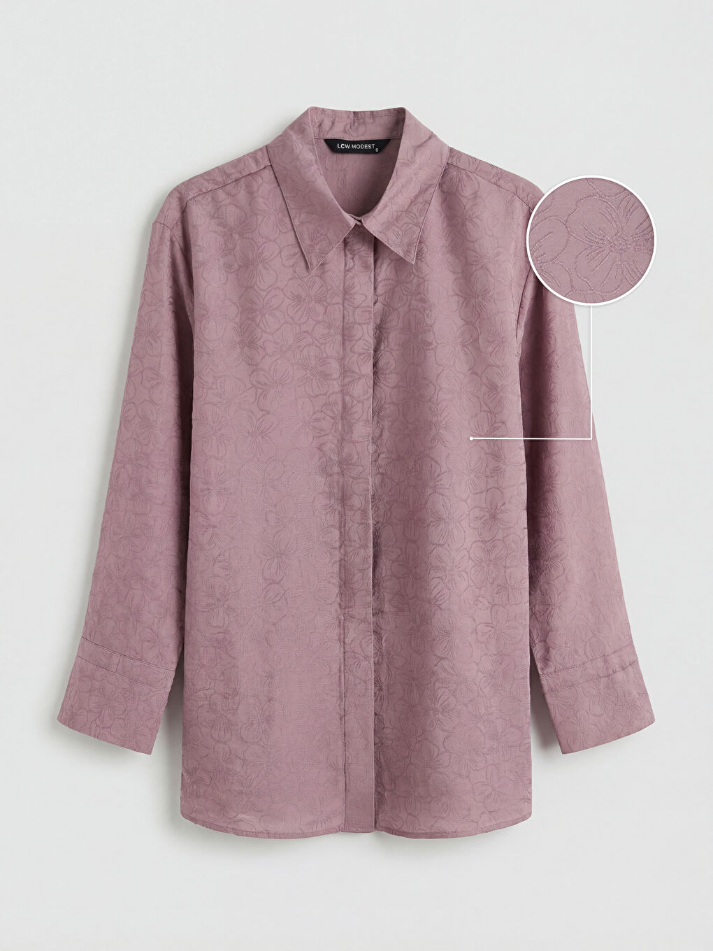 Lila Desenli Modal Karışımlı Kadın Gömlek Tunik