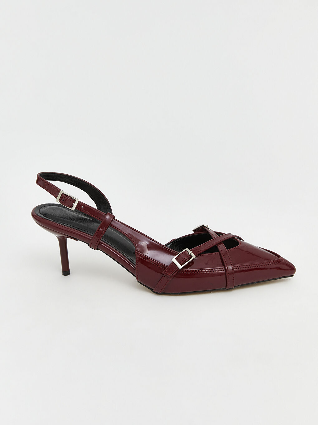 Bordo Sivri Burun Kadın Topuklu Ayakkabı-1