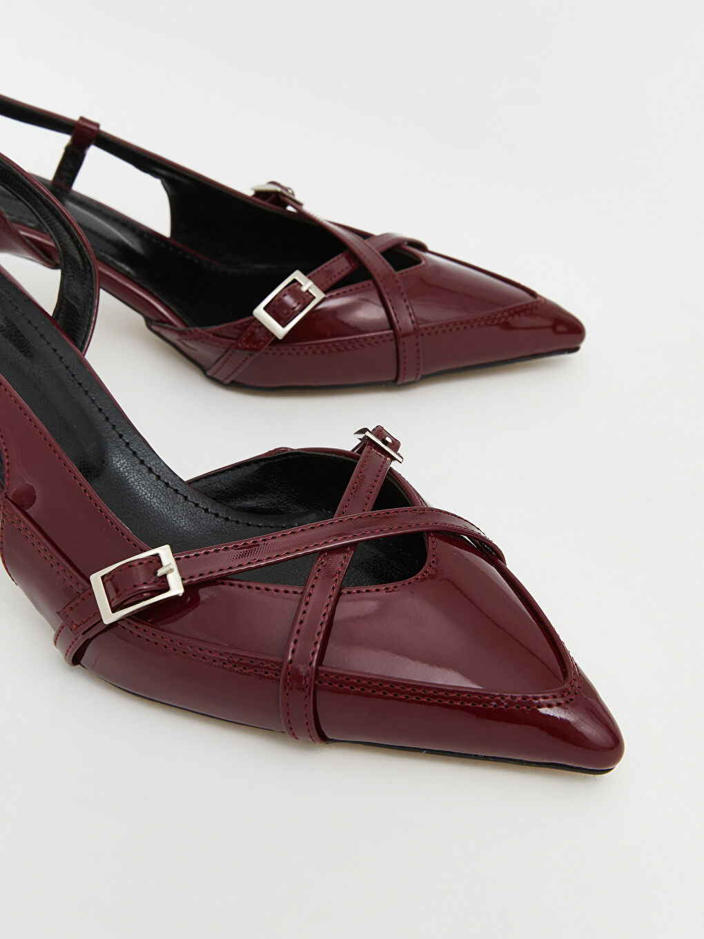 Bordo Sivri Burun Kadın Topuklu Ayakkabı-2