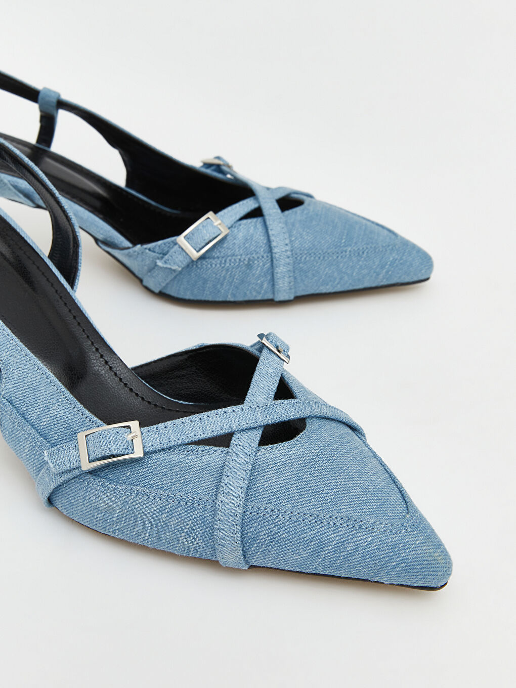 Mavi Sivri Burun Kadın Topuklu Ayakkabı-2