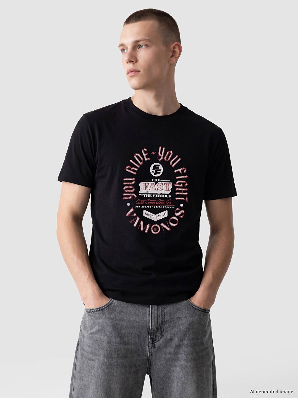Crew Neck Fast & Furious Printed Men's T-Shirt
