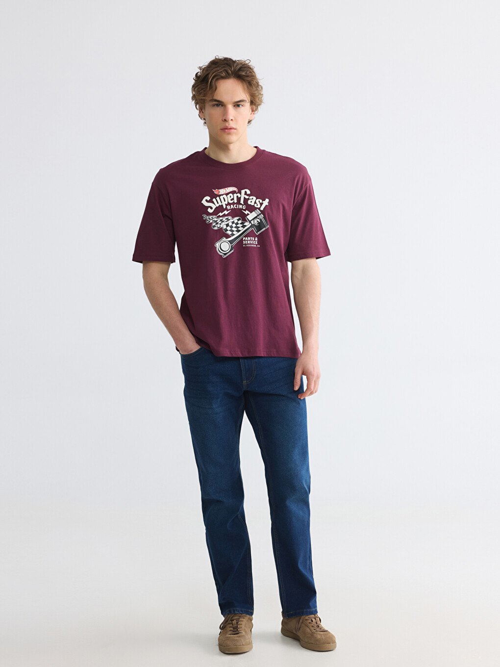 Crew Neck Hot Wheels Printed Men's T-Shirt-1