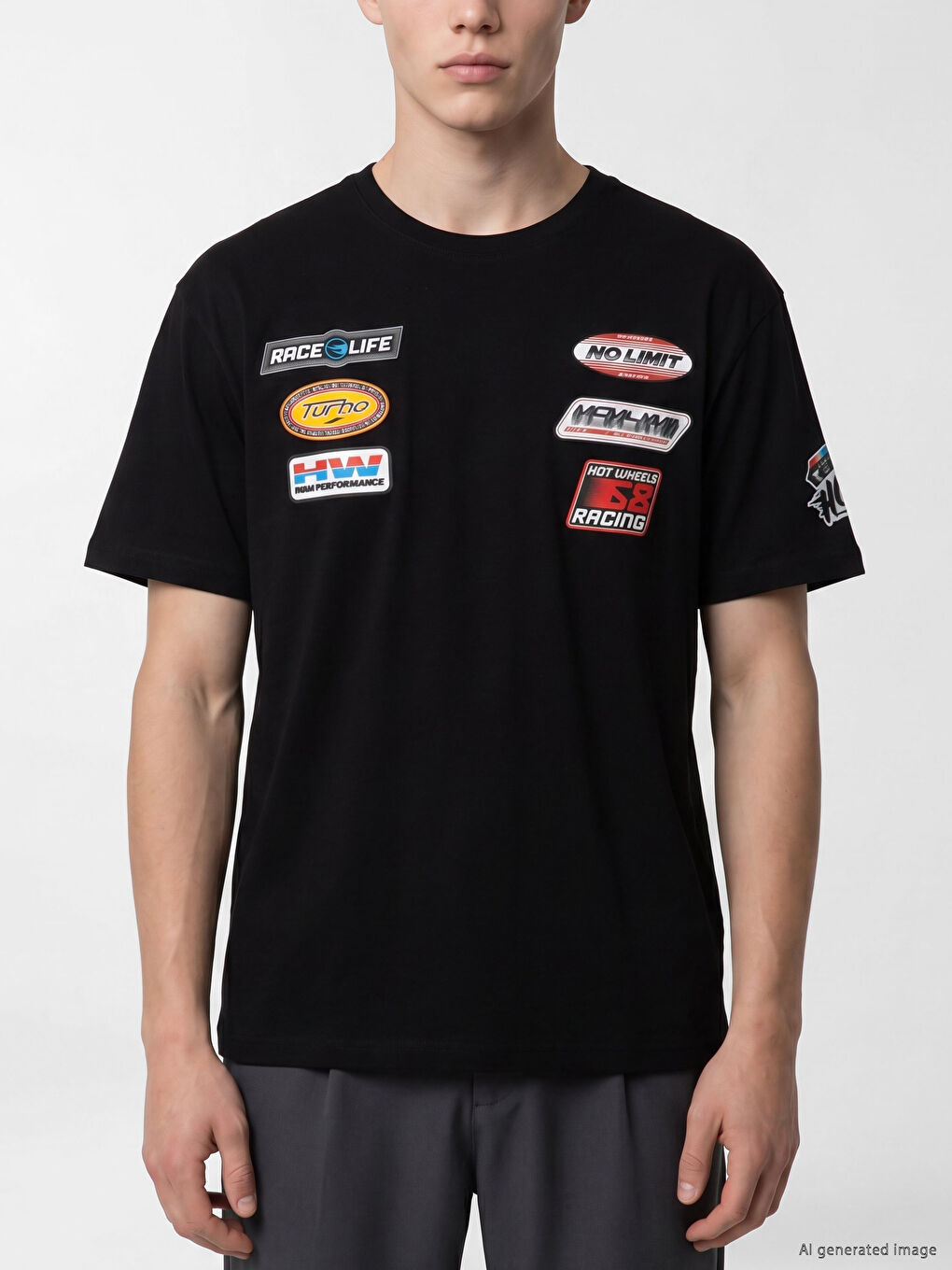 Crew Neck Hot Wheels Printed Men's T-Shirt-2