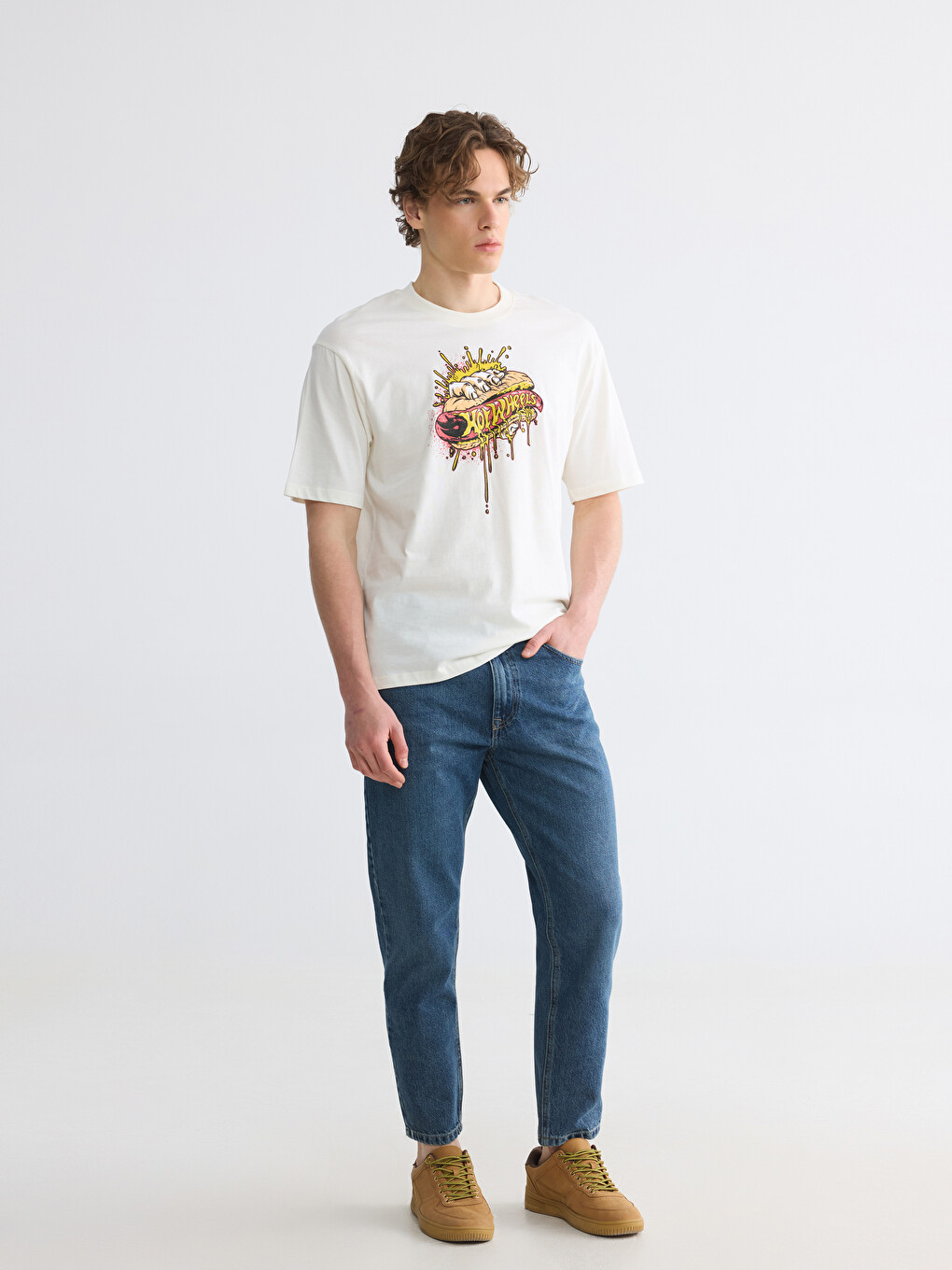 Crew Neck Hot Wheels Printed Men's T-Shirt-1