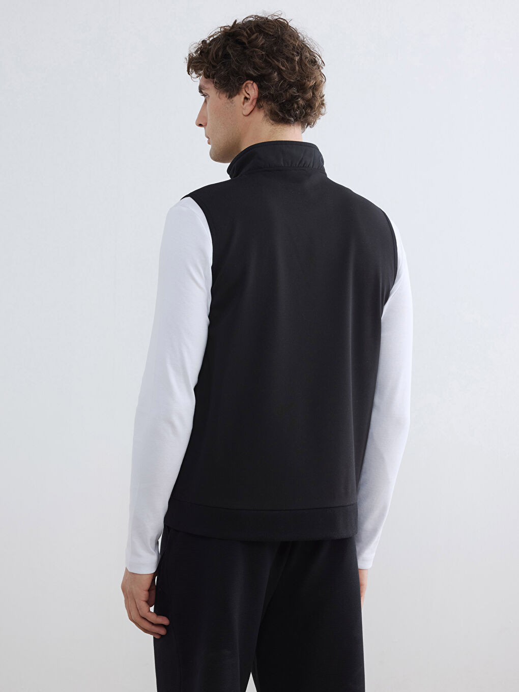 Siyah Dik Yaka Erkek Fermuarlı Sweatshirt-4