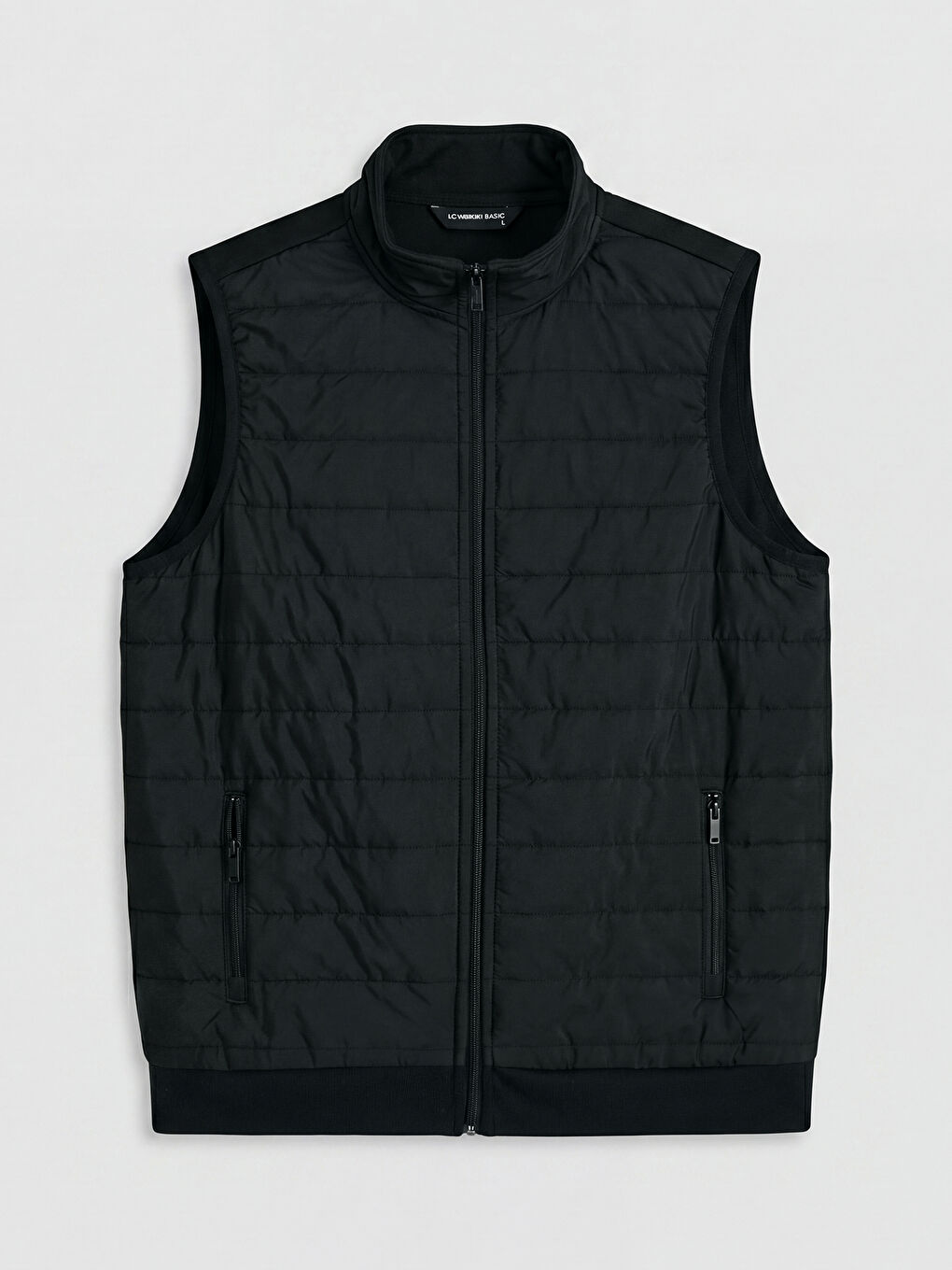 Siyah Dik Yaka Erkek Fermuarlı Sweatshirt-5