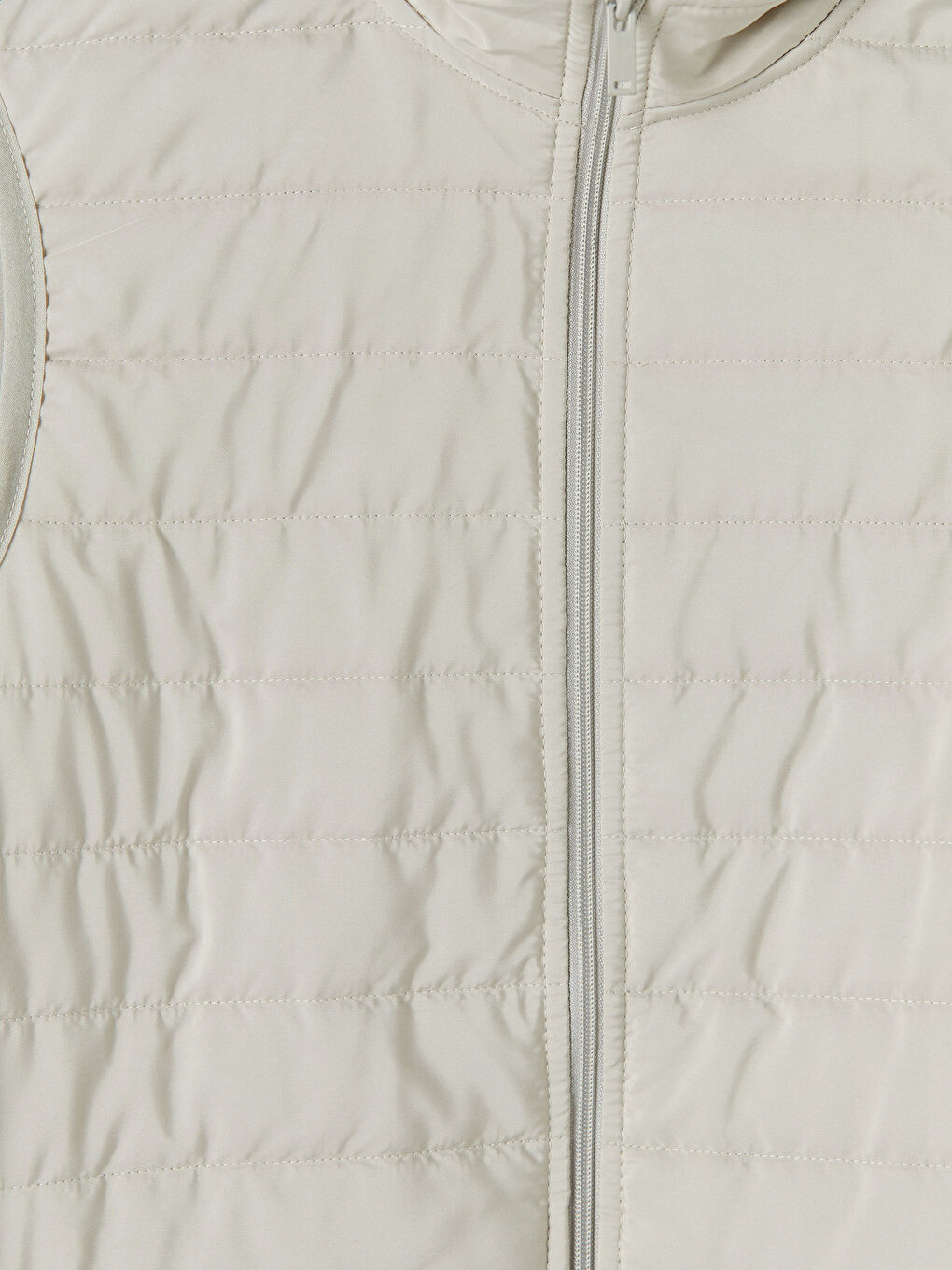 Bej Dik Yaka Erkek Fermuarlı Yelek-7