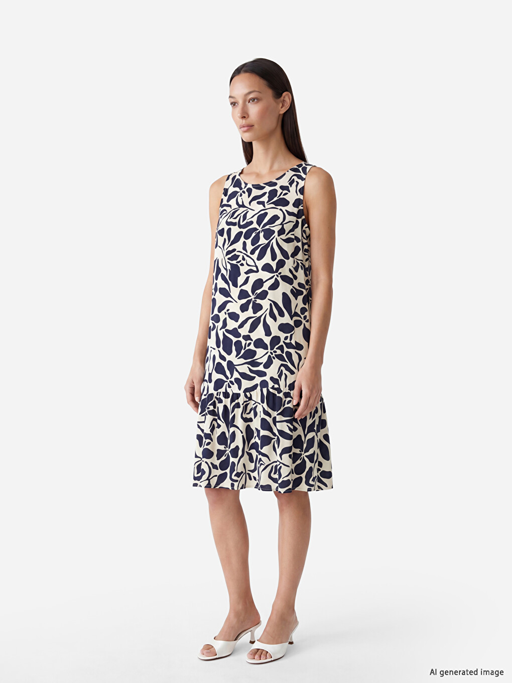 Crew Neck Patterned Dress-1