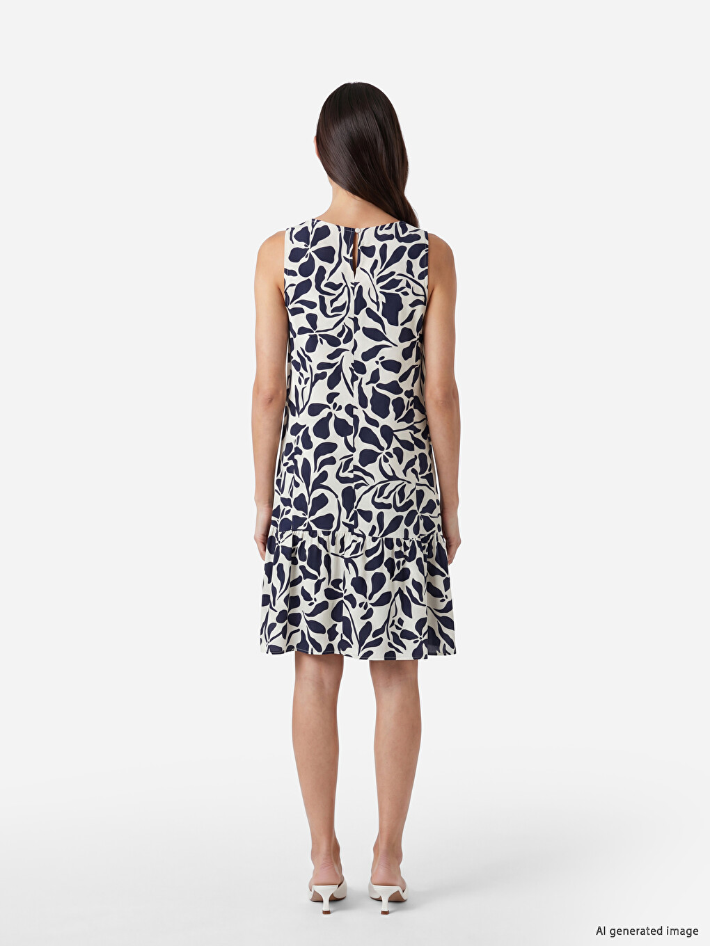 Crew Neck Patterned Dress-3