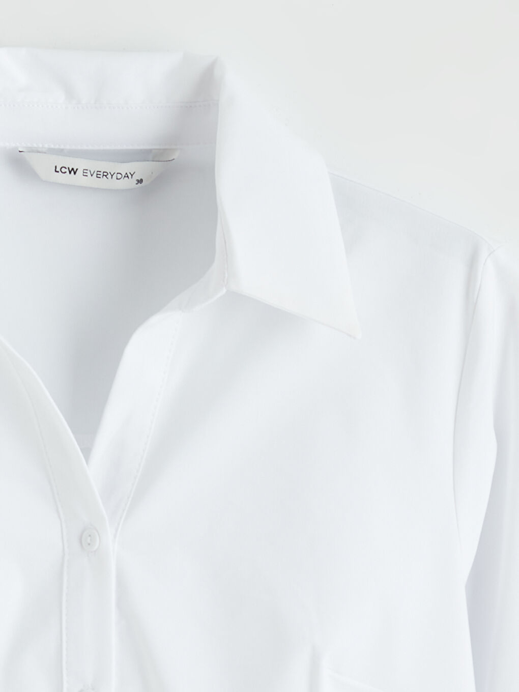 Beyaz Poplin Kadın Gömlek-1