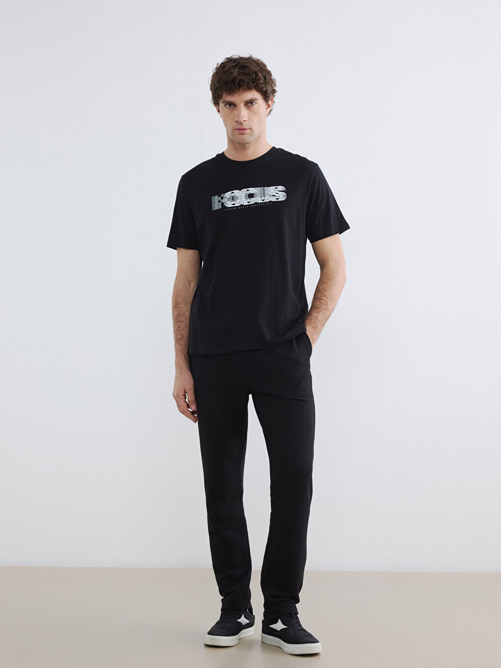 Мужчины Черный Брюки‑джоггеры