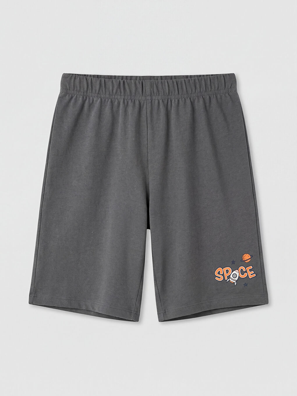 Gri Baskılı Erkek Çocuk Şort Pijama Altı