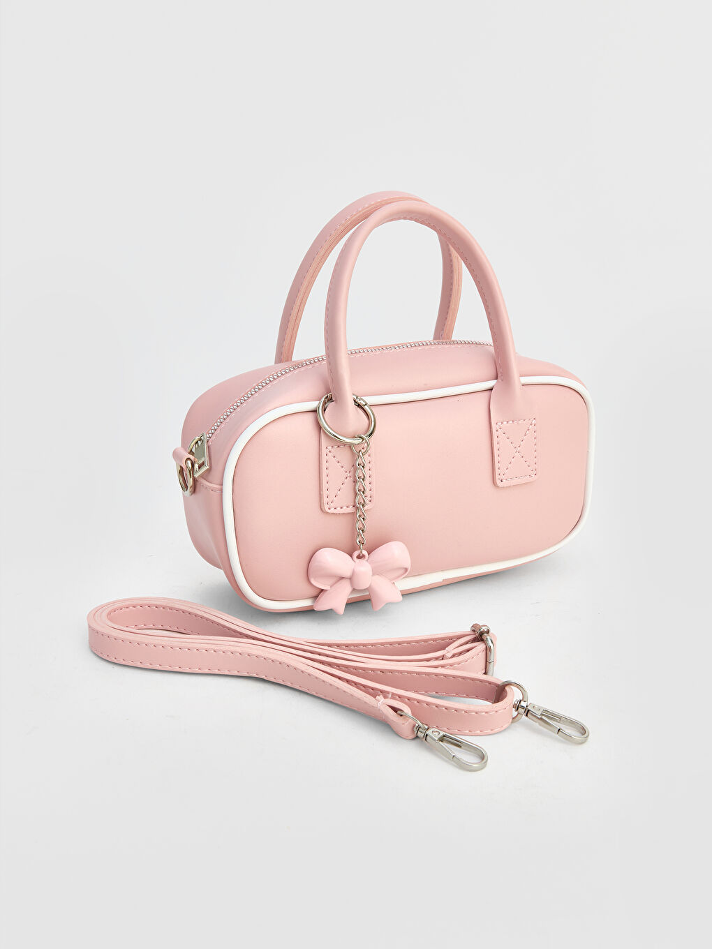 Pembe Fiyonk Aksesuarlı Kadın Omuz Çantası