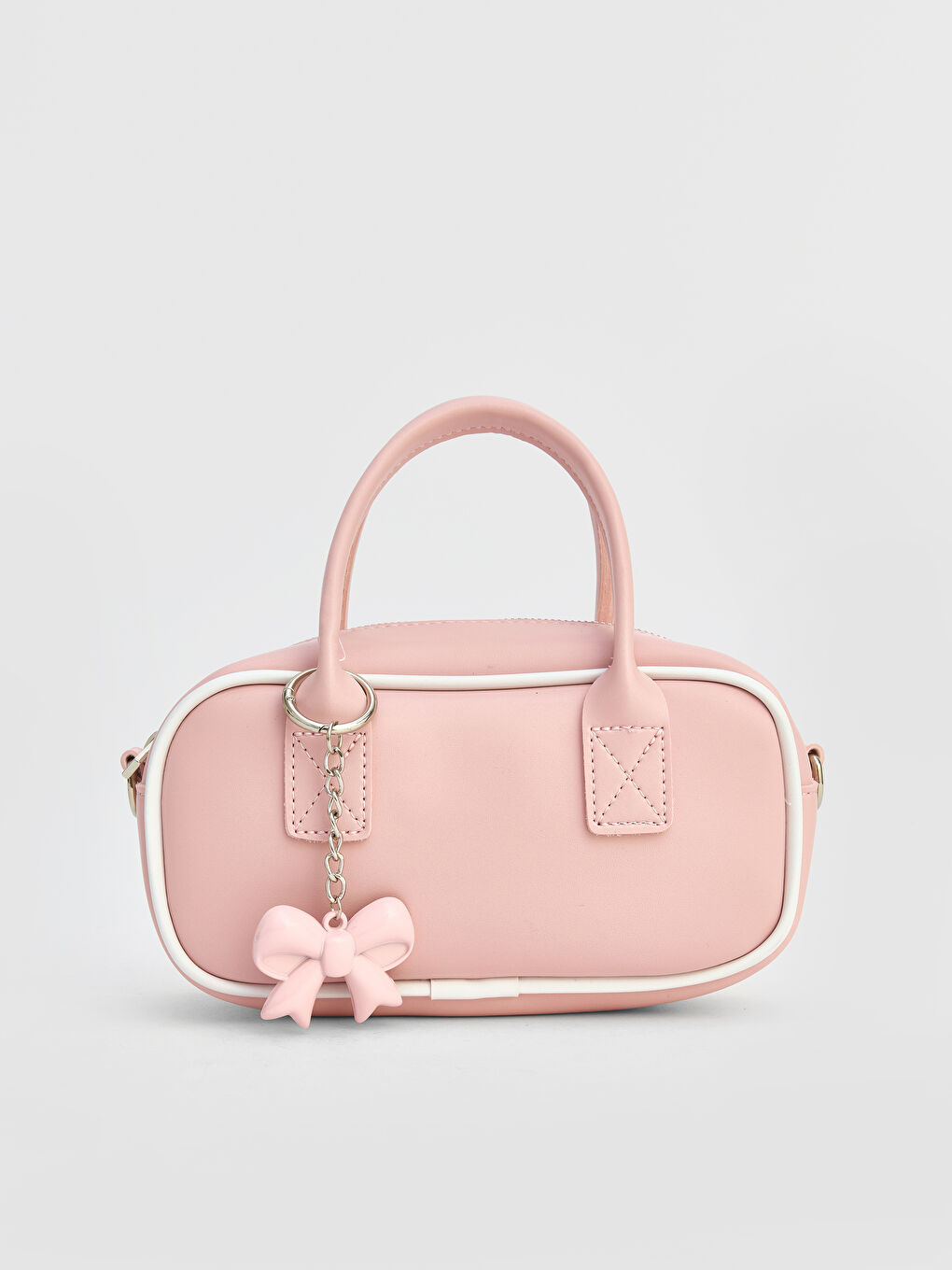Pembe Fiyonk Aksesuarlı Kadın Omuz Çantası-1