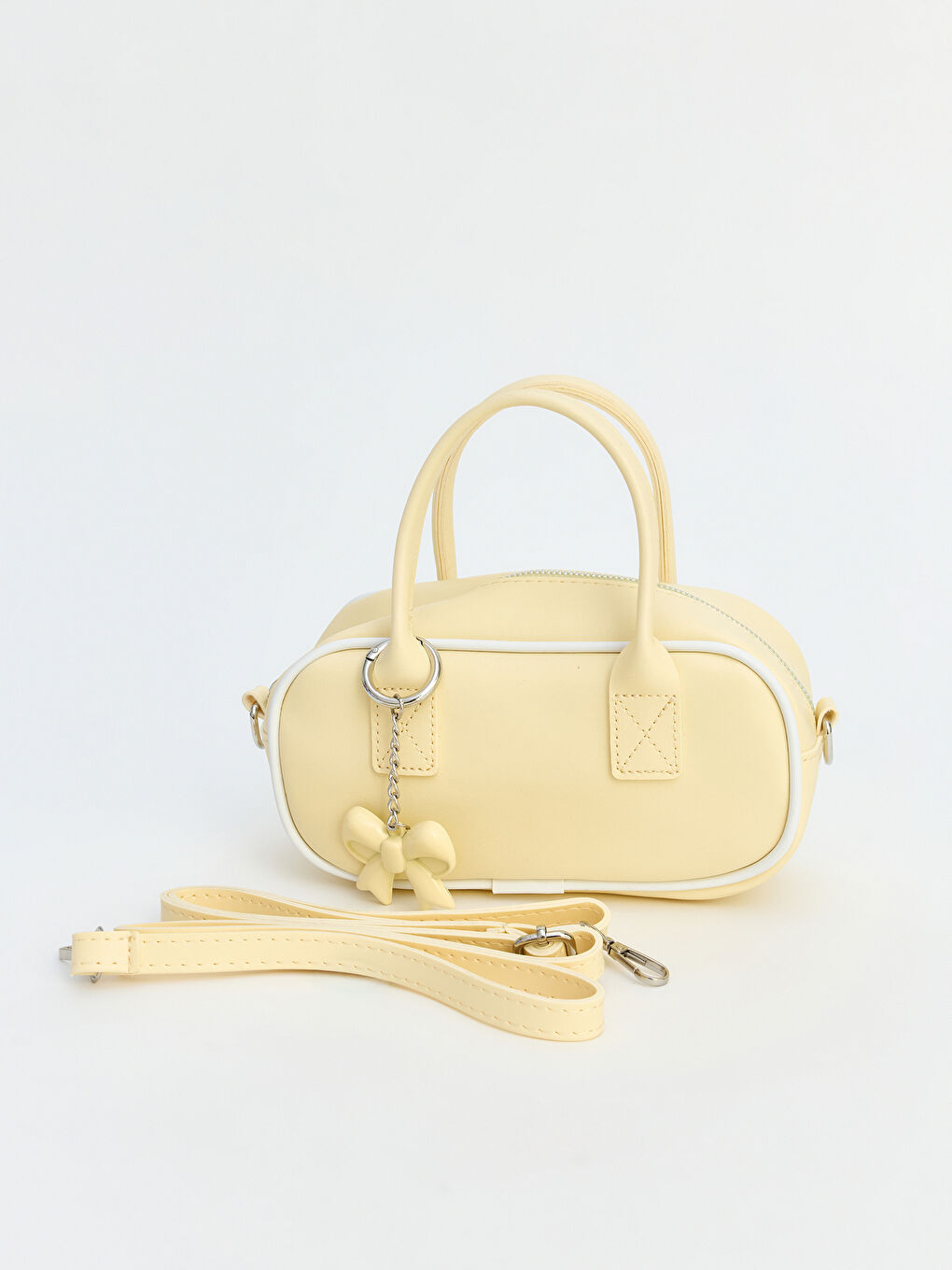 Sarı Fiyonk Aksesuarlı Kadın Omuz Çantası-1