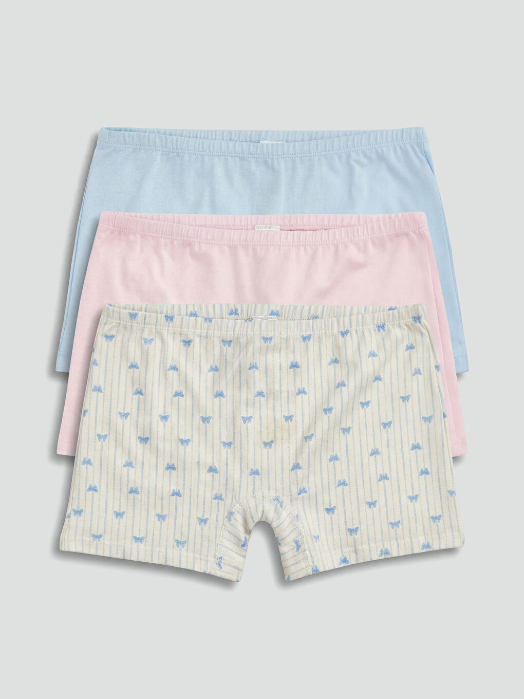 Mavi Baskılı Kız Çocuk Boxer 3'lü-5