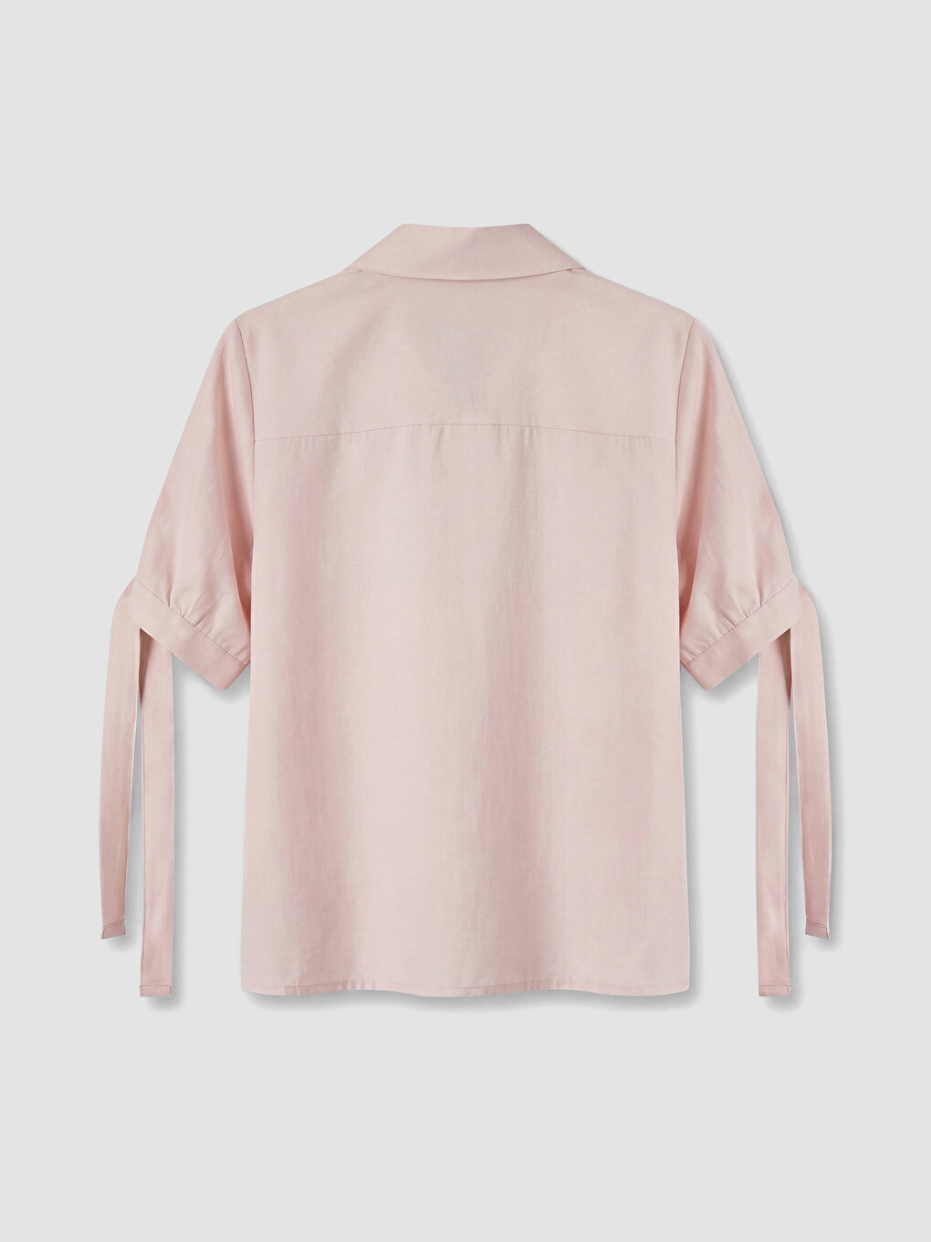 Pembe Kısa Kollu Kadın Gömlek-1
