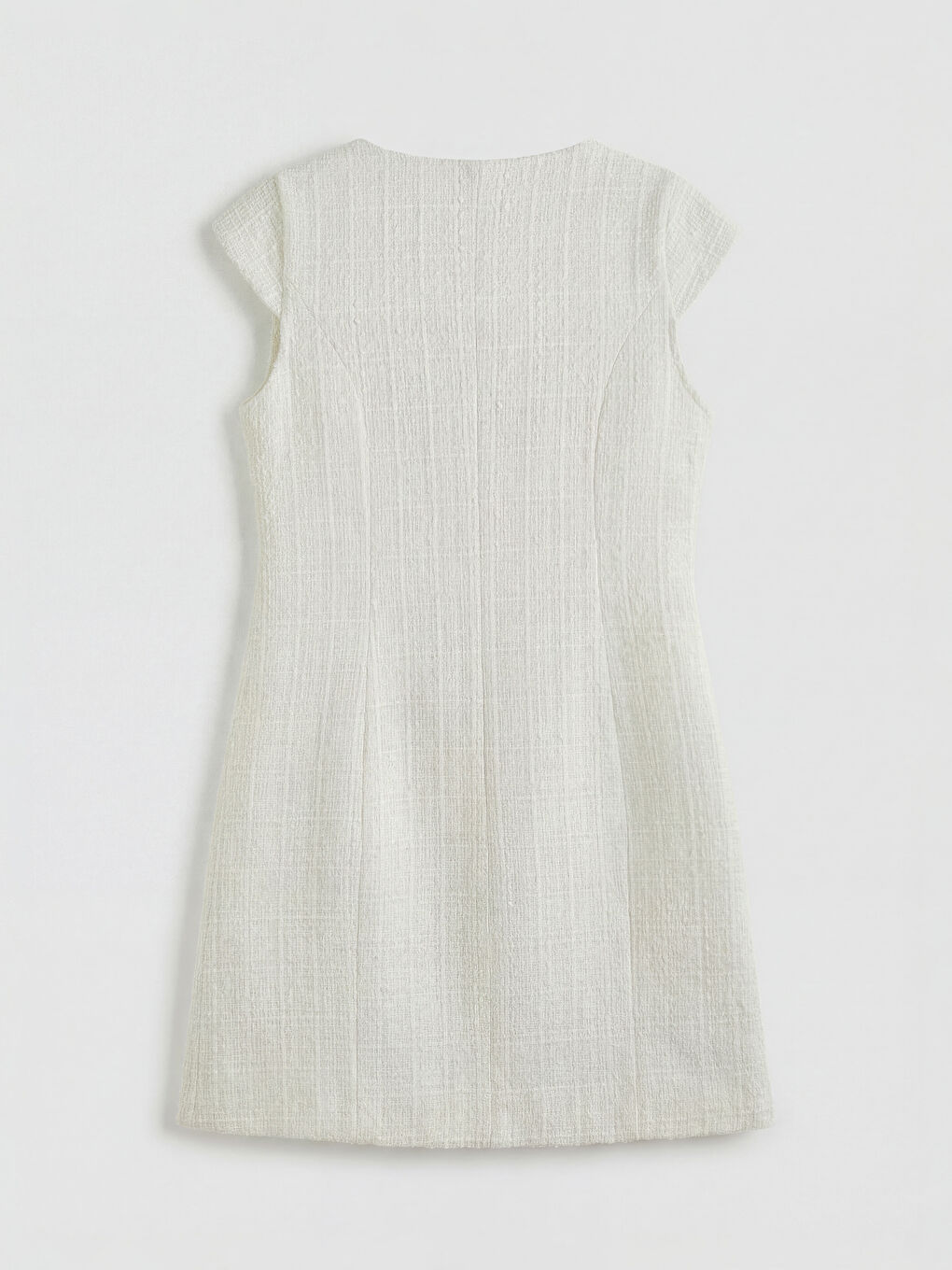 Beyaz Kare Yaka Tüvit Mini Elbise-1