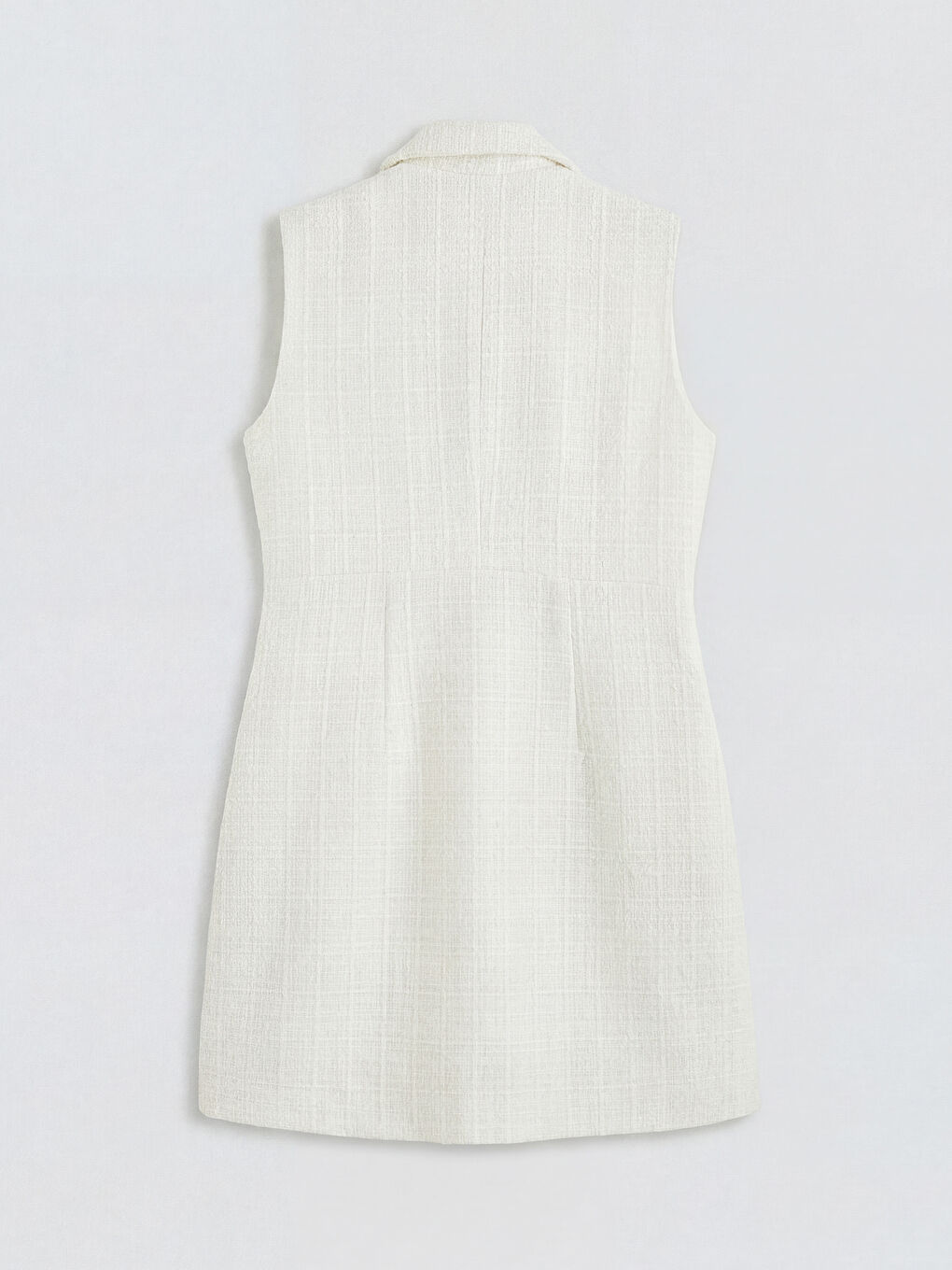 Ekru Gömlek Yaka Mini Tüvit Elbise-1