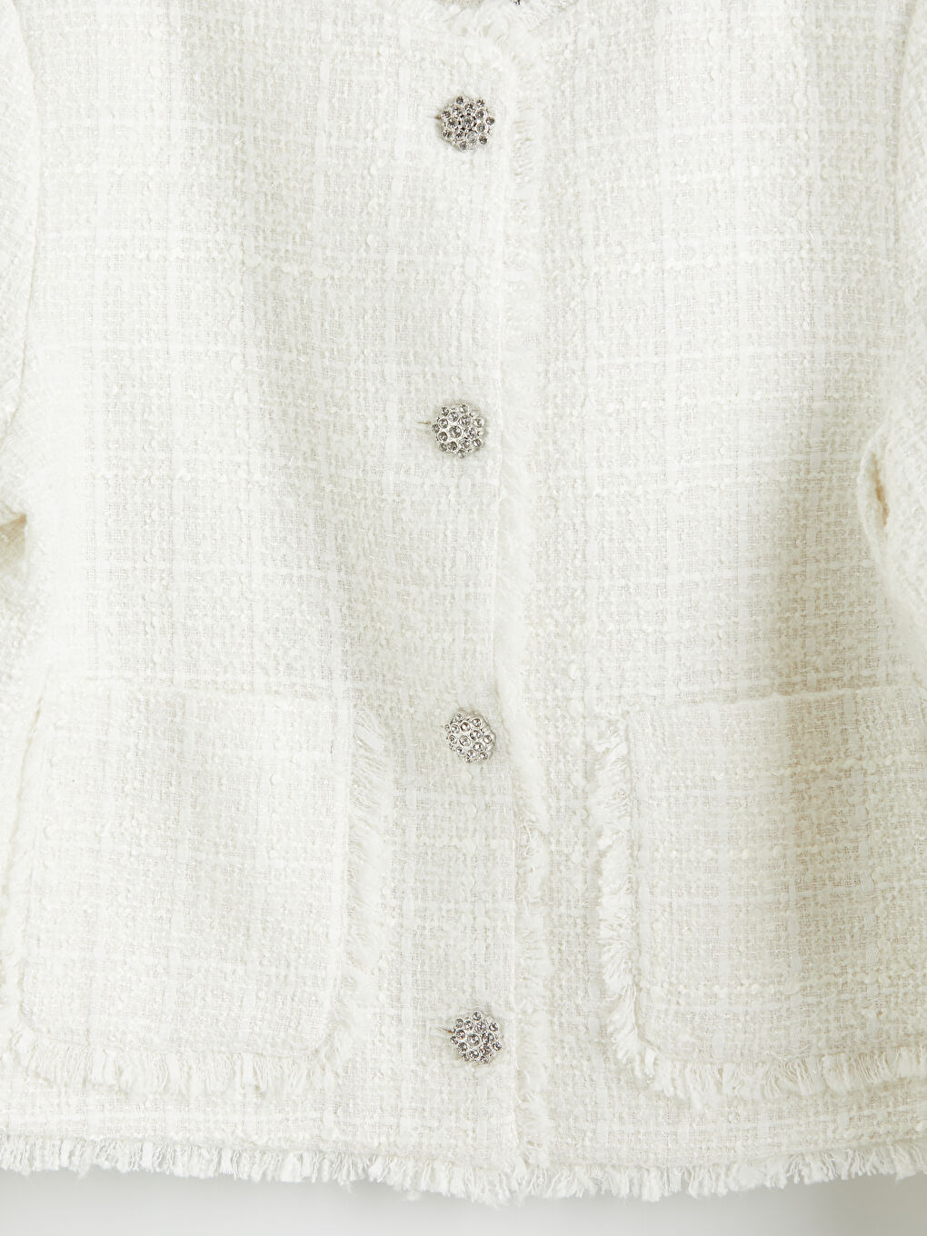 Ekru Bisiklet Yaka Kadın Tüvit Ceket-2