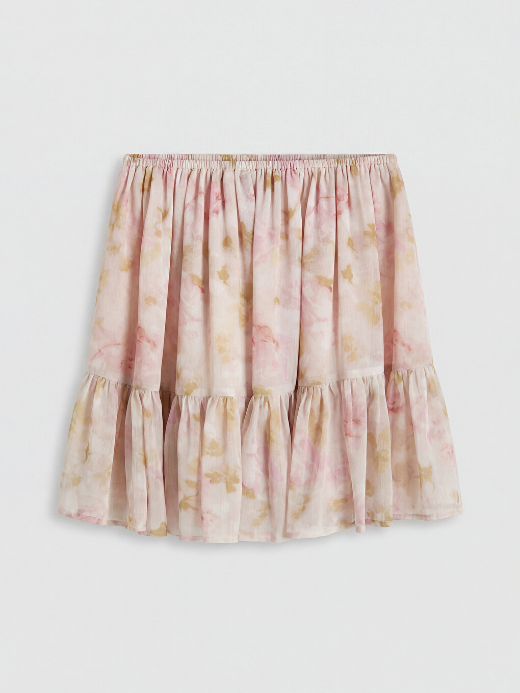 Elastic Waist Floral Layered Mini Skirt-3